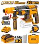 Imagen de Rotomartillo 2.5J C/2Bat + Adaptador 20V Ingco Brush- Ynter