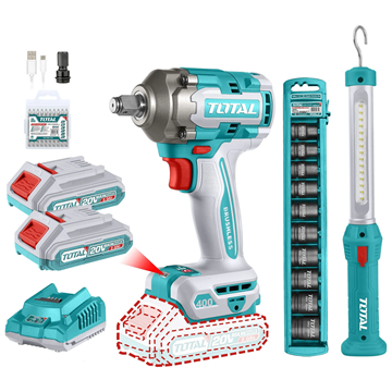 Imagen de Llave De Impacto Total 20V Brushless + Linterna + Dados + 2Bat - Ynter Industrial