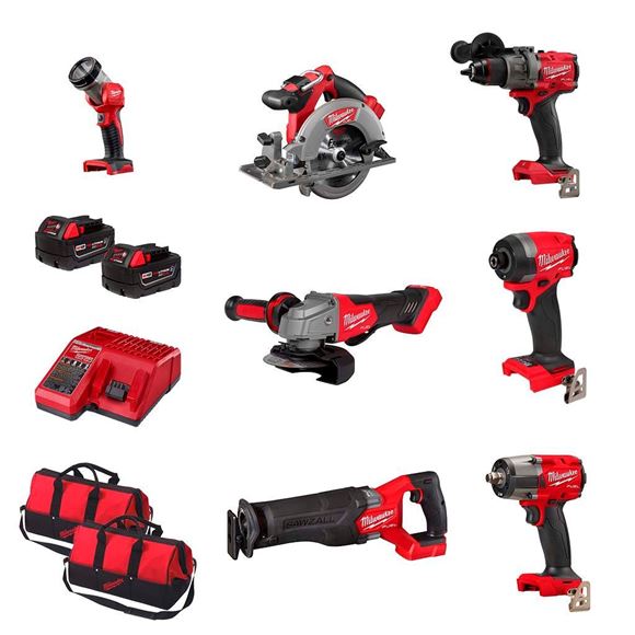 Imagen de Combo De 7 Herramientas (C/2 Bat. 5.0 Ah y Carg) Milwaukee - Ynter Industrial