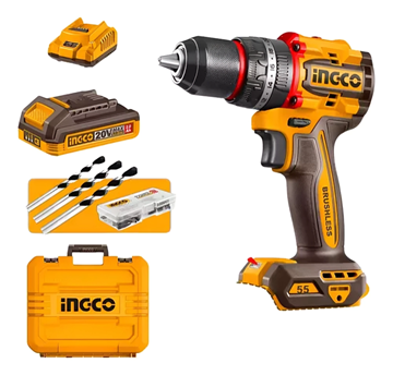 Imagen de Taladro C/ Percutor C/2Bat 2Ah Ingco 20V Brushless - Ynter
