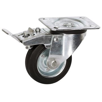 Imagen de RUEDA GIRATORIA CON BASE C/ FRENO 200 MM NEGRA 175KG - Ynter