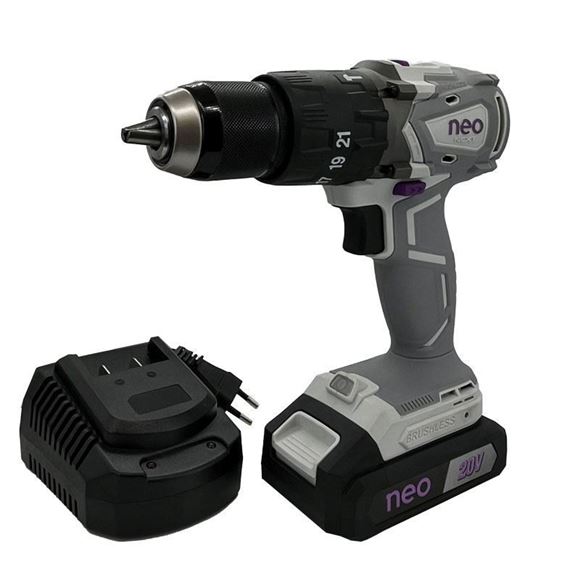Imagen de Taladro C/Percutor C/Bat 2Ah Neo 20V Brushless  - Ynter