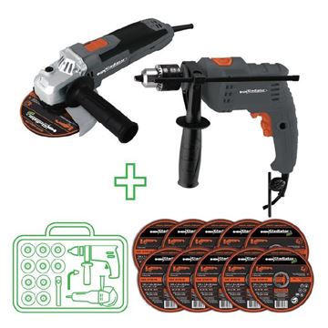 Imagen de Kit Taladro 650W + Amoladora 700W Gladiator Pro- Ynter