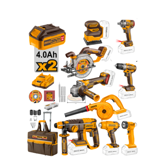 Imagen de Combo Ingco 9 PZAS C/2 Baterías 4Ah - Ynter Industrial