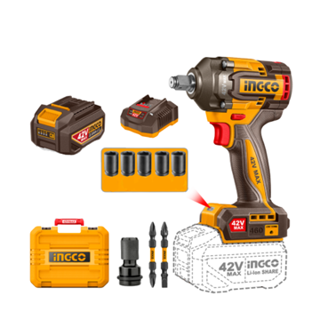 Imagen de Llave de Impacto 1/2" C/Bat 2 Ah Ingco 42V Brushless - Ynter