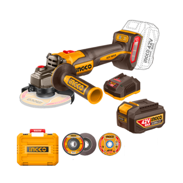 Imagen de Amoladora 4 1/2" C/2 Bat 2Ah Ingco 42V Brushless - Ynter