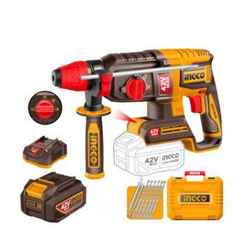 Imagen de Rotomartillo 2.5 J C/2 Bat 2Ah 42V Ingco Brushless - Ynter