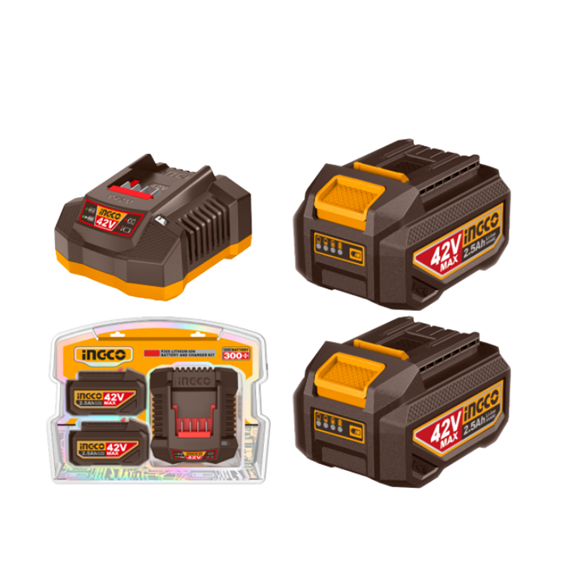 Imagen de Set X2 Baterias 2.5 Ah + Cargador 42v Ingco - Ynter Industrial