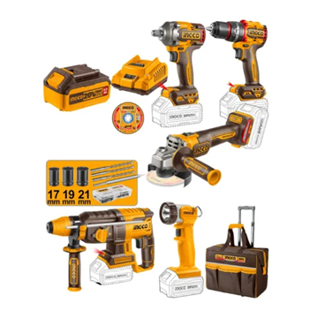 Imagen de Combo 5 Pzas C/2 Bat 4Ah+Accesorios Ingco - Ynter Industrial