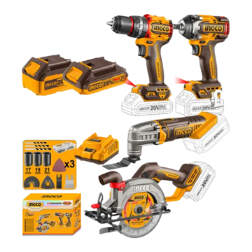 Imagen de Kit 4 Pzas C/2 Bat 4 y 2Ah Brushless Ingco - Ynter Industrial