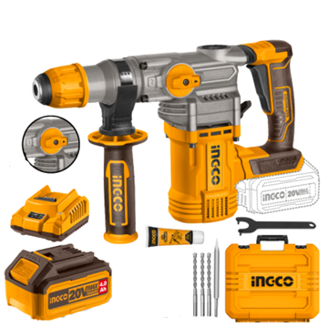 Imagen de Rotomartillo 4.5J C/2Bat 4Ah 20V Ingco Brushless - Ynter
