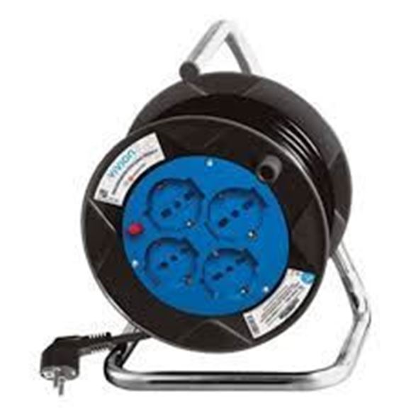 Imagen de Alargue Enrollador carretel 30mt 4 Schuko c/llave termica
