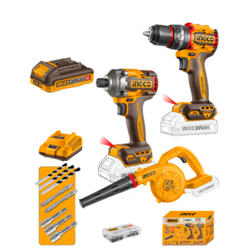 Imagen de Kit Taladro +Atornillador +Solplador C/2 Bat 2Ah Ingco-Ynter