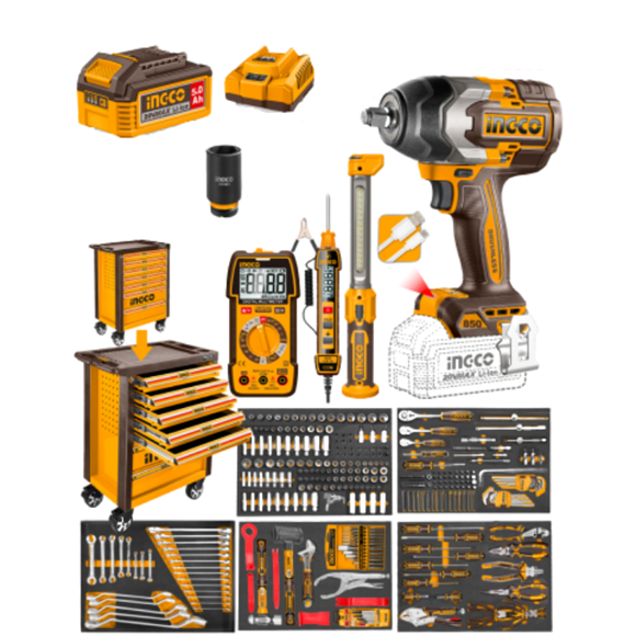 Imagen de Set 369 Herramientas + Gabinete Metálico Ingco - Ynter