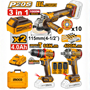 Imagen de Kit Amoladora, Taladro, Llave de Impacto C/2 Bat 4Ah Ingco