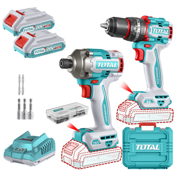 Imagen de Kit atornillador impacto Total + Taladro Ator 20V  Bolso 2bat