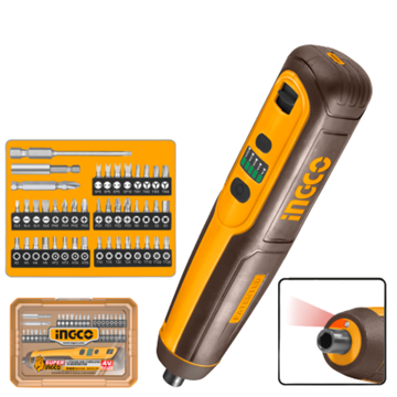 Imagen de Atornillador a Bateria 5NM C/Set 44 Pzas+Valija Ingco- Ynter