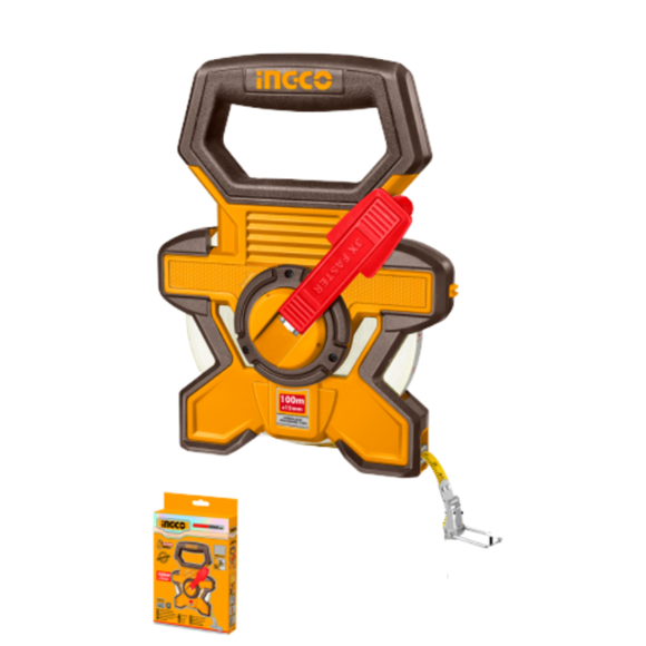 Imagen de Cinta Métrica Agrimensor Fibra de Vidrio 15mm x 100M Ingco