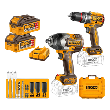 Imagen de Atornillador Perc + Llave de impacto 2 Bat 4Ah Ingco - Ynter