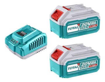 Imagen de 2 Bat Litio Ion 5.0Ah + Cargador Rápido 4A 20v Total - Ynter