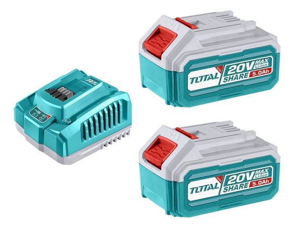 Imagen de 2 Bat Litio Ion 5.0Ah + Cargador Rápido 4A 20v Total - Ynter