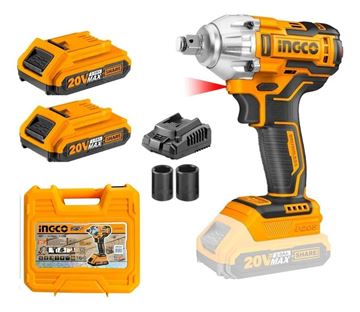 Imagen de Llave De Impacto 1/2" C/2Bat 2Ah Ingco 20V Brushless - Ynter