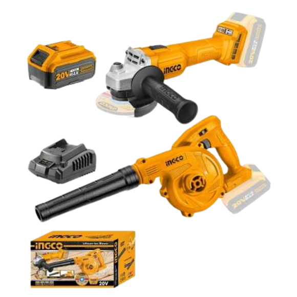 Imagen de Amoladora 115mm + Sopladora C/2 Bat 4Ah Ingco - Ynter