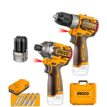 Imagen de Kit Atornillador 60Nm+Llave de Impacto 170Nm Brushless Ingco