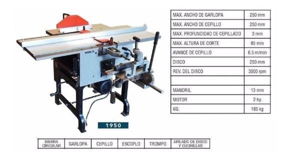 Imagen de Sierra Combinada Carpintería 250mm Ynterindustrial