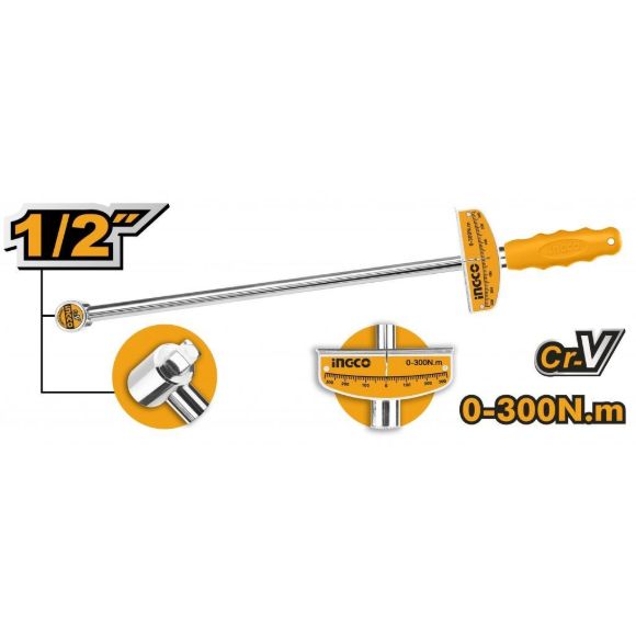 Imagen de Torcometro Torquimetro 1/2 300NM CR-V Ingco - Ynter Industrial