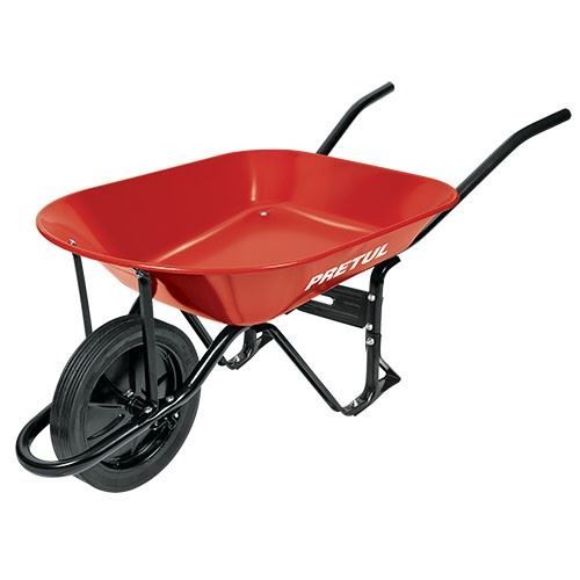 Imagen de Carretilla plana Pretul 65lt c/rueda maciza chap.roja-Ynter Industrial