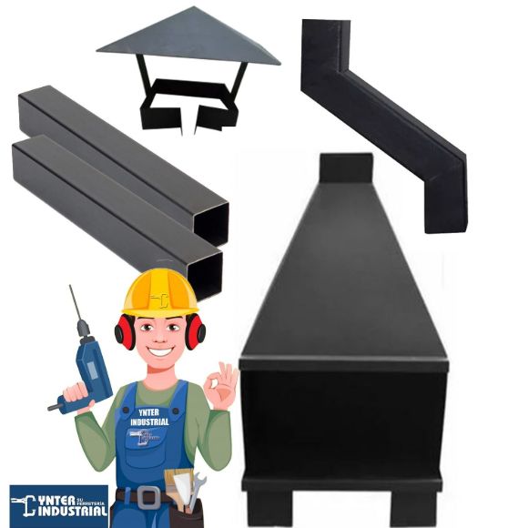 Imagen de Estufa chapa Metalica Rectangular  60x40 + kit instalación