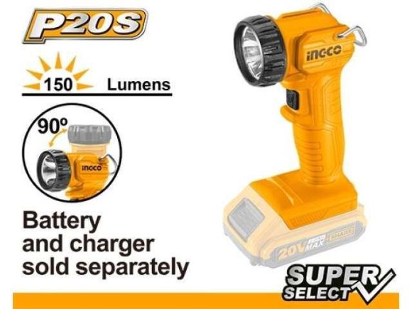 Imagen de Linterna A Bateria 20V P20S 1.5W 110 CWLI2023 Ingco - Ynter Industrial