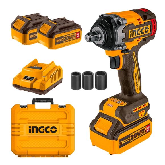 Imagen de Llave De Impacto 1/2" C/2Bat 4Ah Ingco 20V Brushless - Ynter