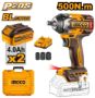 Imagen de Llave De Impacto 1/2" C/2Bat 4Ah Ingco 20V Brushless - Ynter