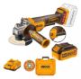 Imagen de Amoladora 4 1/2" C/Bat 4Ah + Maletin Ingco 20V Brushless - Ynter