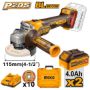 Imagen de Amoladora 4 1/2" C/2Bat 4Ah + Maletin Ingco 20V Brush- Ynter