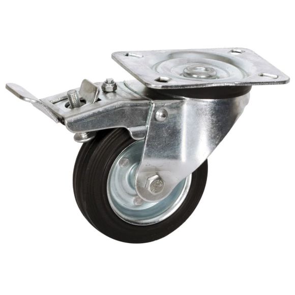 Imagen de RUEDA GIRATORIA CON BASE C/ FRENO 200 MM NEGRA 175KG - Ynter