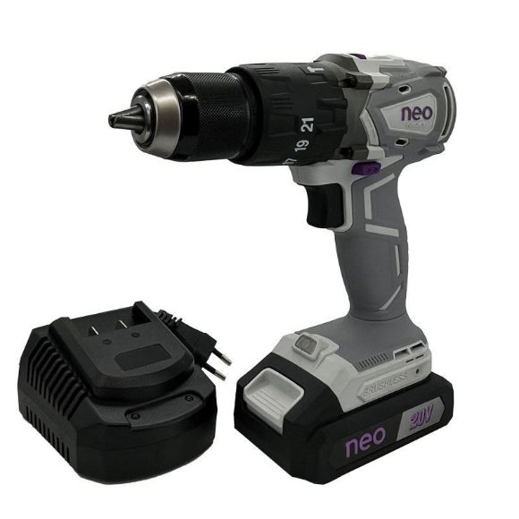 Imagen de Taladro C/Percutor C/Bat 2Ah Neo 20V Brushless  - Ynter