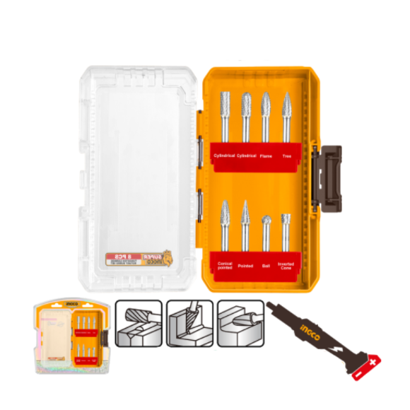 Imagen de Kit 8 Fresas Rotativas 6mm Ingco - Ynter Industrial