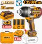 Imagen de Llave de Impacto 20V 1350NC C/2 Bat + 3 Dados Ingco - Ynter