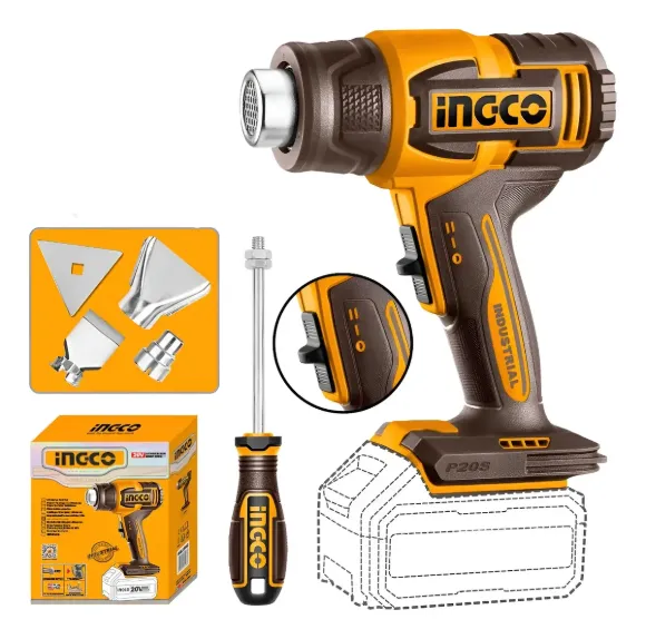 Imagen de Pistola de Calor 20V 550ºC C/Accesorios Ingco S/bat - Ynter