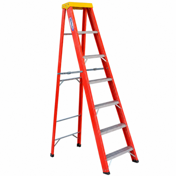 Imagen de Escalera Tijera Fibra 7 Esc. 120KG Roja  WB0006 - Ynter Industrial